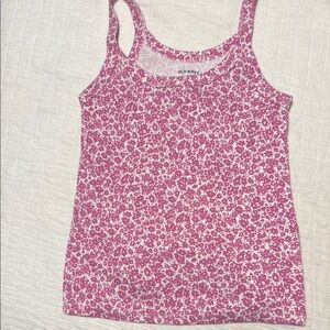 Old Navy Pink and White Fitted Tank Top